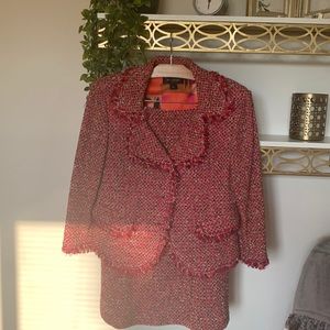 St.John Red boucle skirt suit size 12